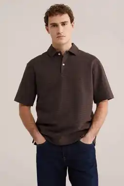 Wehkamp WE Fashion boxy polo fijn gebreid bruin aanbieding