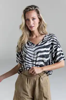 Wehkamp Poools top met zebraprint zwart aanbieding