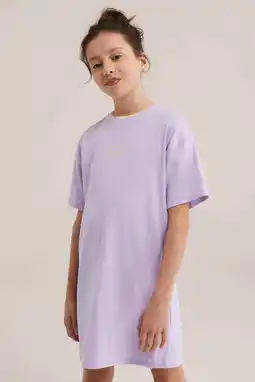 Wehkamp WE Fashion T-shirtjurk korte jurk met backprint lila aanbieding