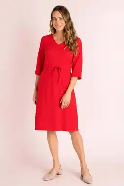 Wehkamp Ivy Beau travelstof midi jurk rood aanbieding