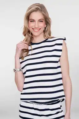 Wehkamp Geisha gestreepte top donkerblauw aanbieding