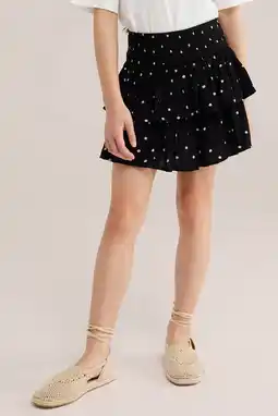 Wehkamp WE Fashion A-lijn skort met stippen zwart aanbieding