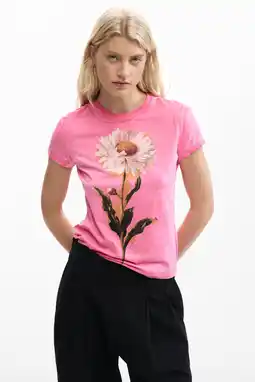 Wehkamp Desigual gebloemde T-shirt roze aanbieding