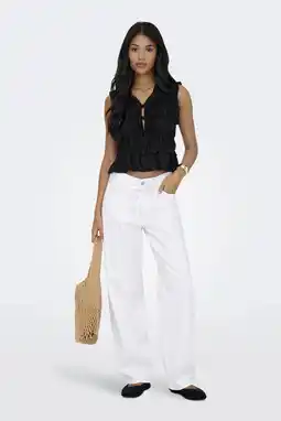 Wehkamp ONLY Onlgianna Mw Straight Dot211 Dnm Noos wide leg jeans ecru aanbieding