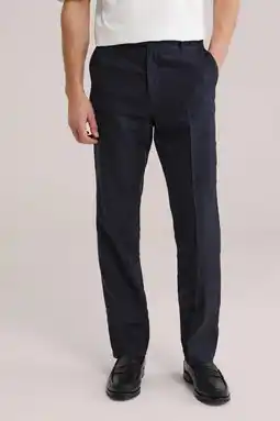 Wehkamp WE Fashion regular pantalon met linnen donkerblauw aanbieding