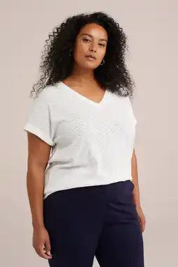 Wehkamp WE Fashion top met ingebreid patroon wit aanbieding