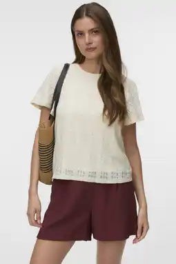 Wehkamp VERO MODA top broderie crème aanbieding