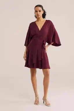 Wehkamp WE Fashion korte jurk donkerrood aanbieding