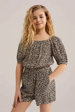 Wehkamp WE Fashion straight playsuit beige met panterprint aanbieding
