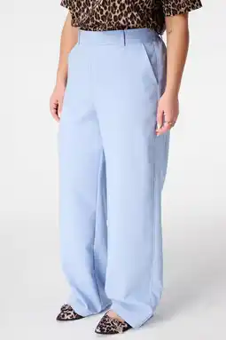 Wehkamp MS Mode wide leg highwaist broek lichtblauw aanbieding