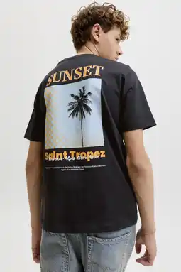 Wehkamp JACK & JONES JUNIOR T-shirt met backprint zwart aanbieding