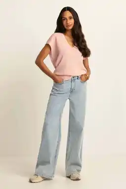 Wehkamp Expresso wide leg jeans light blue denim aanbieding