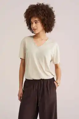 Wehkamp WE Fashion T-shirt zand met glitter aanbieding