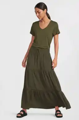 Wehkamp Anytime loose fit T-shirt met V-hals olijfgroen aanbieding