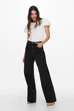 Wehkamp ONLY high waist wide leg jeans ONLHOPE black denim aanbieding