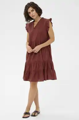 Wehkamp Kaffe mini jurk koraalrood aanbieding