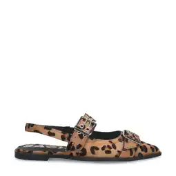 Wehkamp Sacha leren slingback loafers met panterprint en strass beige/zwart aanbieding