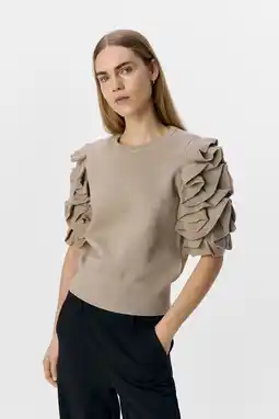 Wehkamp OBJECT trui beige fijn gebreid aanbieding