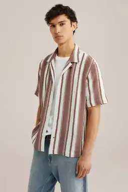 Wehkamp WE Fashion comfort gestreepte casual overhemd brique aanbieding