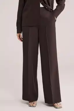 Wehkamp WE Fashion wide leg highwaist pantalon donkerbruin aanbieding