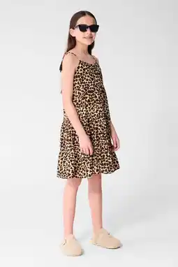 Wehkamp Shoeby maxi jurk met panterprint en franjes - bruin aanbieding