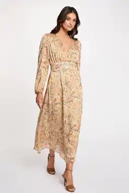 Wehkamp Morgan satijnen midi jurk met paisley print geel aanbieding