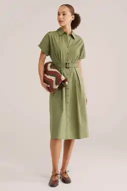Wehkamp WE Fashion blousejurk met ceintuur groen aanbieding