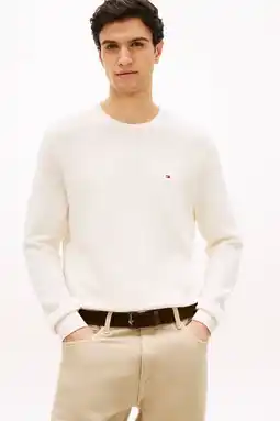 Wehkamp Tommy Hilfiger pullover met textuur ecru aanbieding