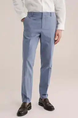 Wehkamp WE Fashion regular pantalon met linnen blauw aanbieding