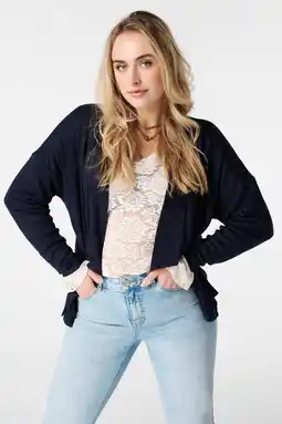 Wehkamp MS Mode gebreid vest donkerblauw aanbieding