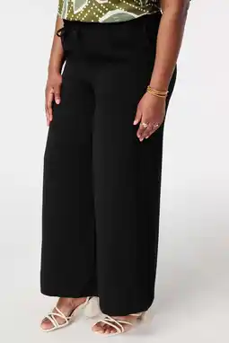 Wehkamp MS Mode wide leg regularwaist broek zwart aanbieding