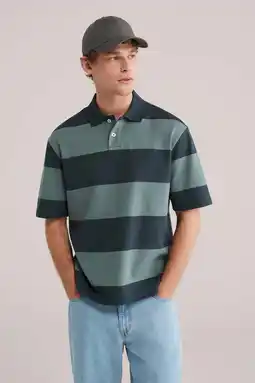 Wehkamp WE Fashion boxy gestreepte polo groen aanbieding
