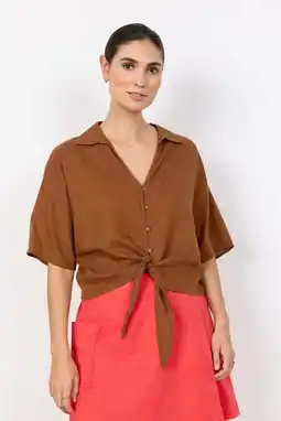 Wehkamp Soyaconcept blouse met linnen bruin aanbieding