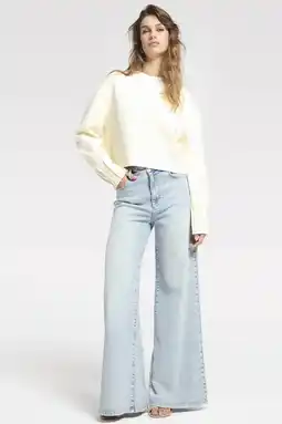 Wehkamp Homage to Denim highwaist wide leg jeans medium blue denim aanbieding