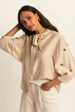 Wehkamp Expresso blouse beige met pailletten aanbieding