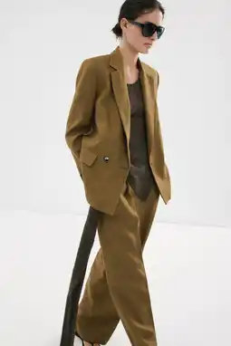 Wehkamp Mango regular blazer met linnen olijfgroen aanbieding