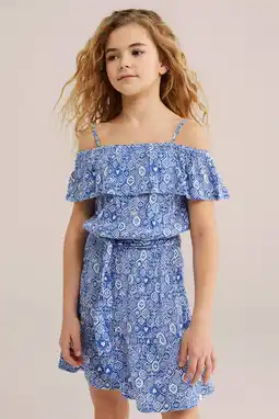 Wehkamp WE Fashion off shoulder jurk blauw aanbieding