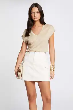Wehkamp Morgan top met contrastbies beige aanbieding