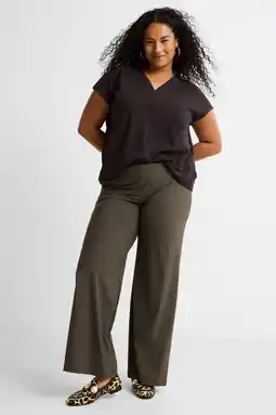 Wehkamp GREAT LOOKS wide leg travel broek olijfgroen aanbieding