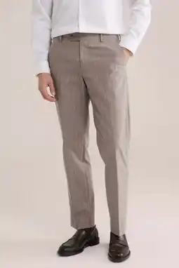 Wehkamp WE Fashion regular gestreepte pantalon met linnen taupe aanbieding