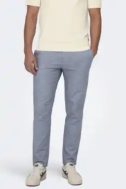 Wehkamp ONLY & SONS ONSMARK tapered chino met linnen blauw aanbieding