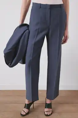 Wehkamp Mango straight regularwaist pantalon grijsblauw aanbieding