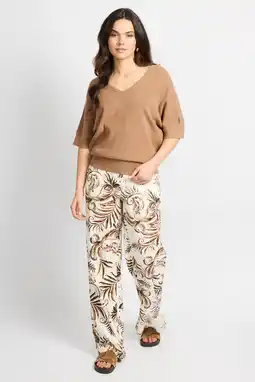 Wehkamp CS the Label regularwaist casual broek met paisley print bruin aanbieding