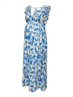 Wehkamp VERO MODA MATERNITY zwangerschaps maxi jurk blauw aanbieding