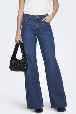 Wehkamp ONLY highwaist wide leg jeans dark blue denim aanbieding