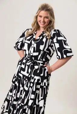 Wehkamp Miss Etam Plus midi jurk zwart aanbieding