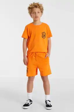 Wehkamp Anytime sweatshort met printopdruk oranje aanbieding