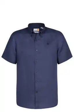 Wehkamp Timberland regular casual overhemd met linnen donkerblauw aanbieding