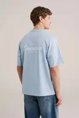 Wehkamp WE Fashion relaxed T-shirt met backprint lichtblauw aanbieding