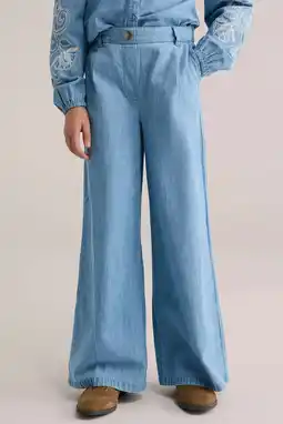Wehkamp WE Fashion Blue Ridge highwaist wide leg jeans light blue denim aanbieding